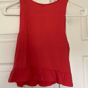Coral ruffled crop top